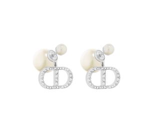 Buy Dior Tribales Earrings In Silver-Finish Metal With White Resin Pearls And Silver-Tone Crystals at Sasom – Authentic and Ready to Ship
