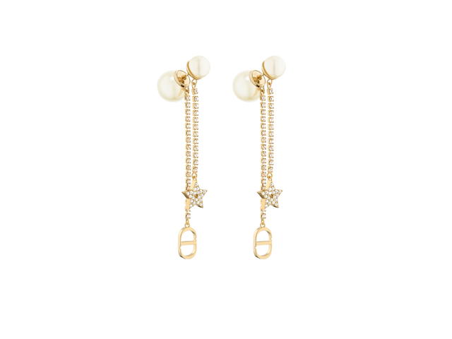 Dior Dior Tribales Earrings In Star Charms Gold-Finish Metal White Resin Pearls And White Crystals - view 1