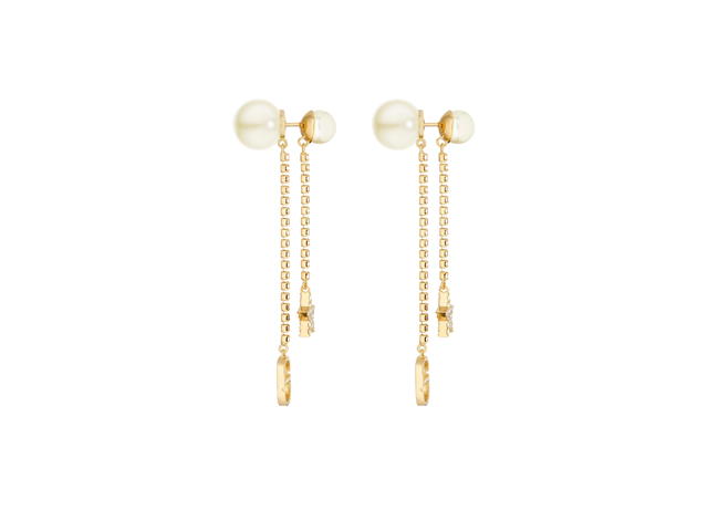 Dior Dior Tribales Earrings In Star Charms Gold-Finish Metal White Resin Pearls And White Crystals - view 2