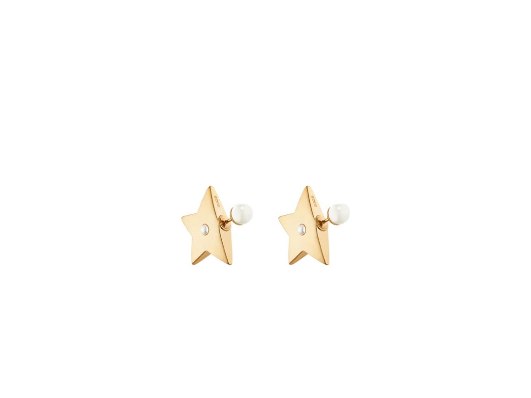 Dior Dior Tribales Earrings In Star Detail Gold-Finish Metal And White Resin Pearls