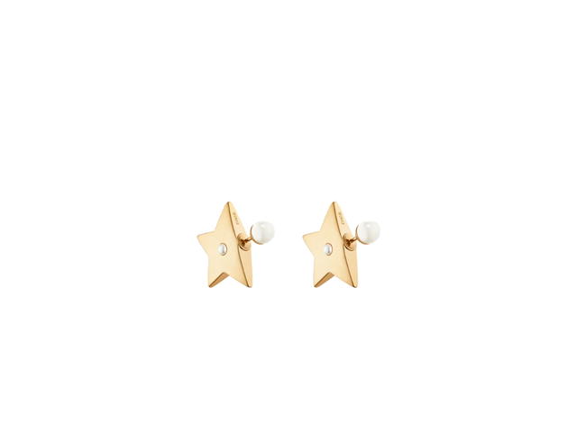 Dior Dior Tribales Earrings In Star Detail Gold-Finish Metal And White Resin Pearls - view 1