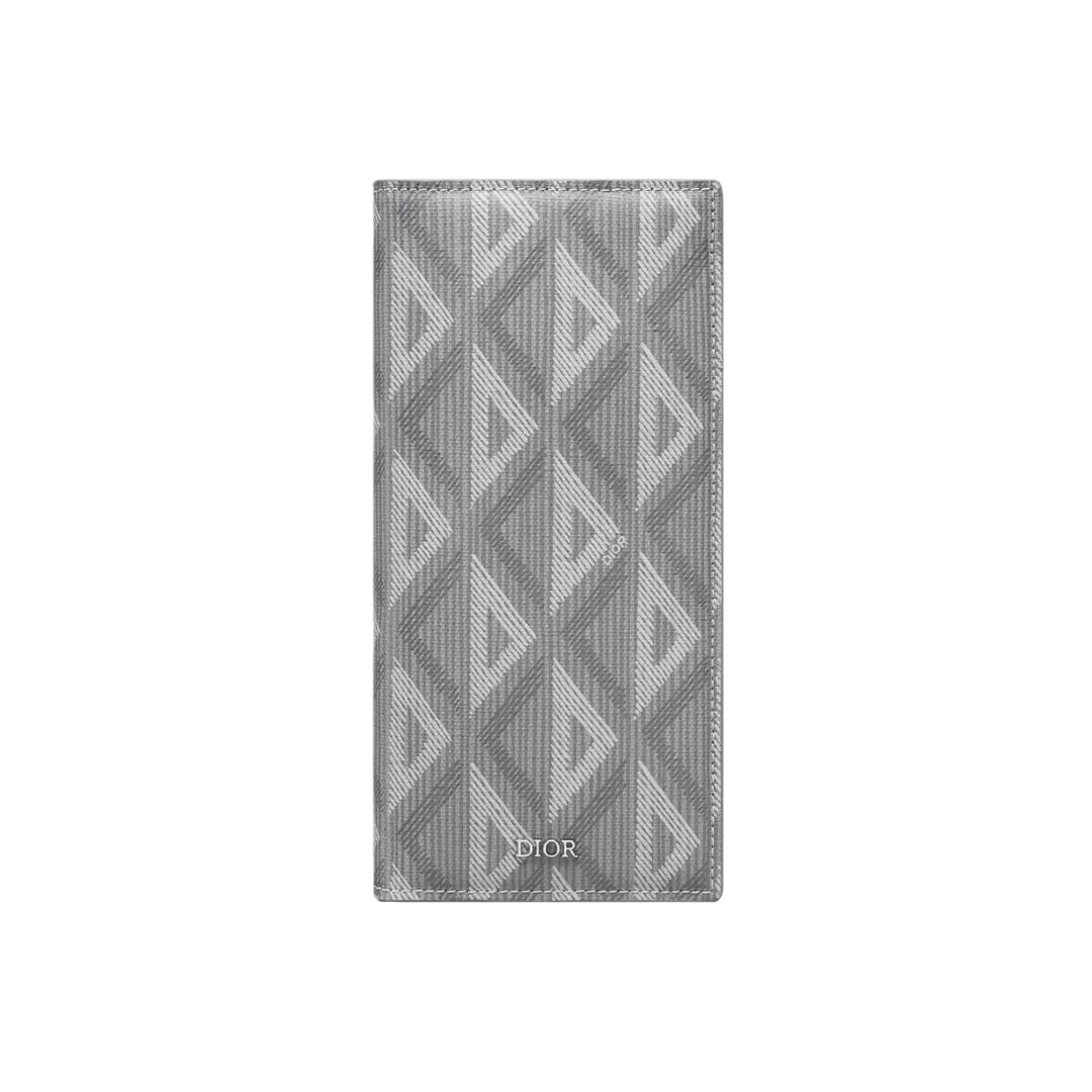 Dior Dior Vertical Long Wallet CD Diamond Canvas Grey