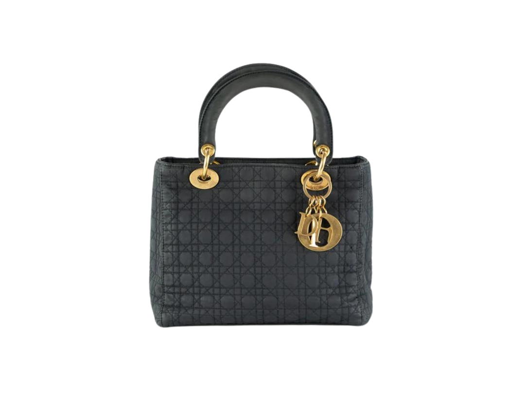 Dior Dior Vintage Lady Medium Bag Gold Hardware Black
