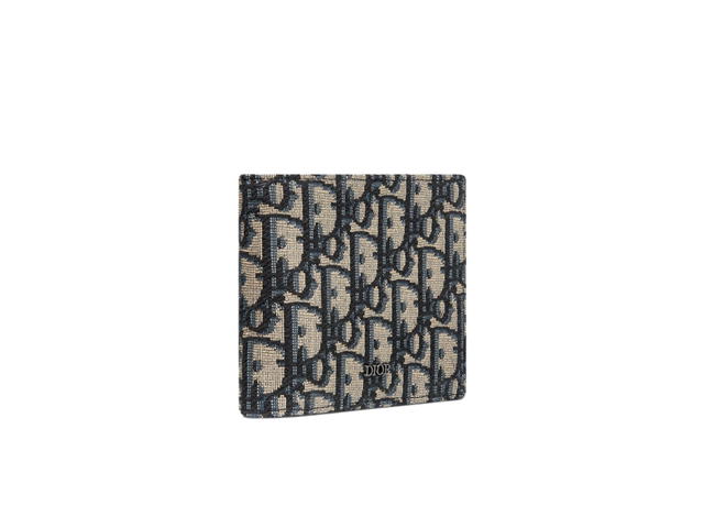 Dior Dior Wallet In Oblique Jacquard With Ruthenium-finish Front Beige-Black - view 2