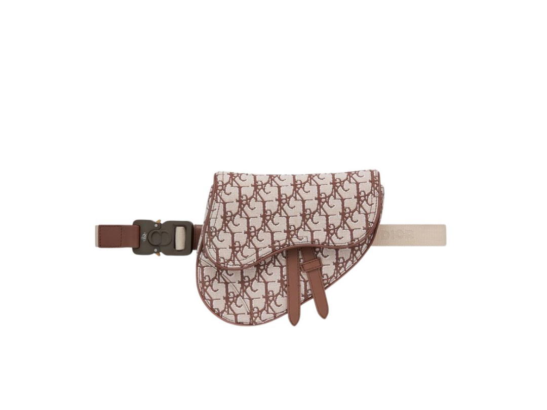 Dior Dior x Cactus Jack Mini Saddle Bag In Coffee Oblique Jacquard