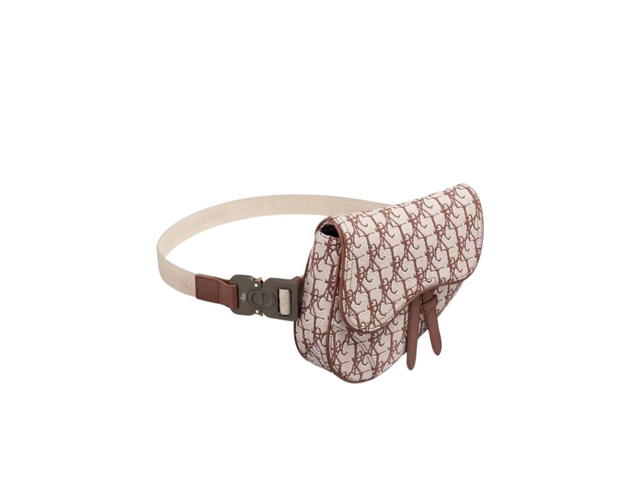 Dior Dior x Cactus Jack Mini Saddle Bag In Coffee Oblique Jacquard - view 2
