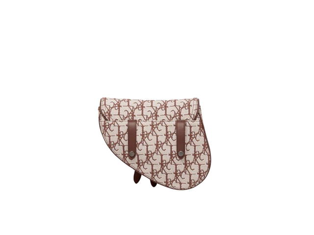 Dior Dior x Cactus Jack Mini Saddle Bag In Coffee Oblique Jacquard - view 3