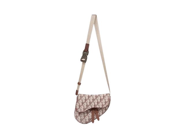 Dior Dior x Cactus Jack Mini Saddle Bag In Coffee Oblique Jacquard - view 4