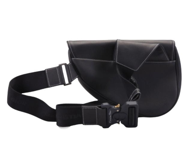 Dior Dior x KAWS Saddle Bag Black in Grained Calfskin with Silver-tone - view 2