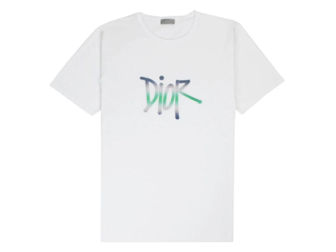 Dior Dior X SHAWN STUSSY MULTI LOGO WHITE T SHIRT
