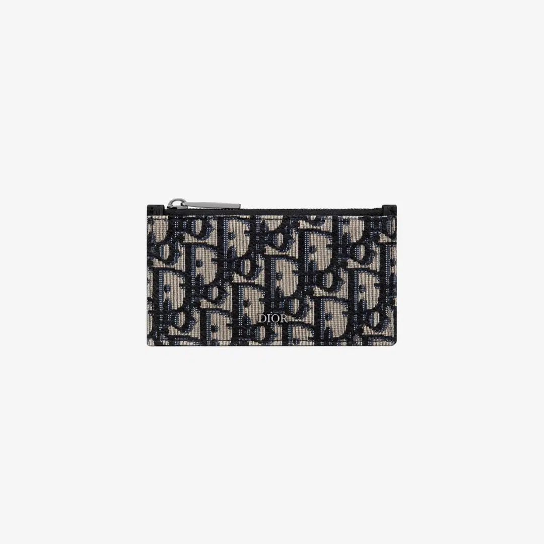 Dior Dior Zipped Card Holder Beige & Black Dior Oblique Jacquard