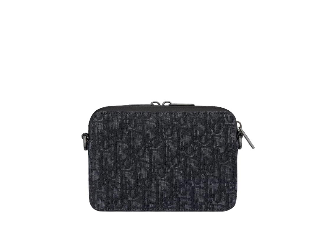 Dior Dior Zipped Pouch With Strap In Black Dior Oblique Jacquard With Ruthenium - Finish Hardware