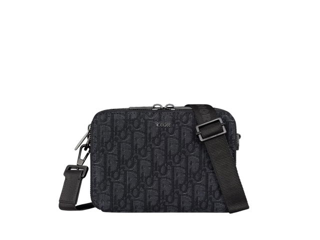 Dior Dior Zipped Pouch With Strap In Black Dior Oblique Jacquard With Ruthenium - Finish Hardware - view 2