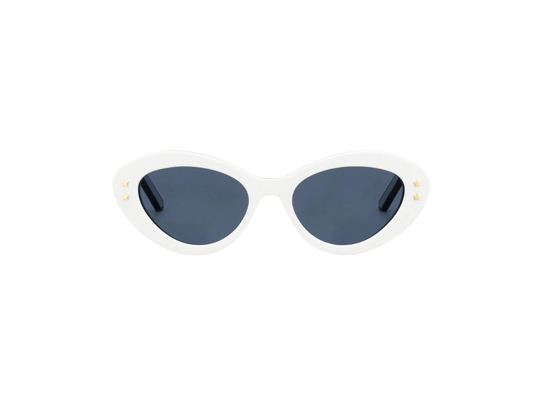 Dior DiorPacific B1U Sunglasses In White Acetate Frame And Blue Lenses With Gold-Tone Logo