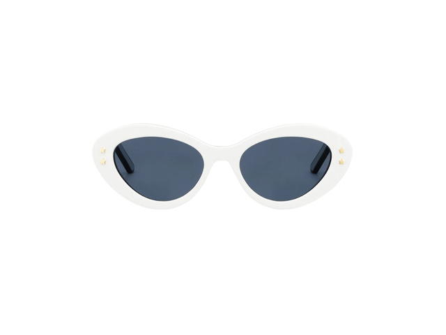 Dior DiorPacific B1U Sunglasses In White Acetate Frame And Blue Lenses With Gold-Tone Logo - view 1