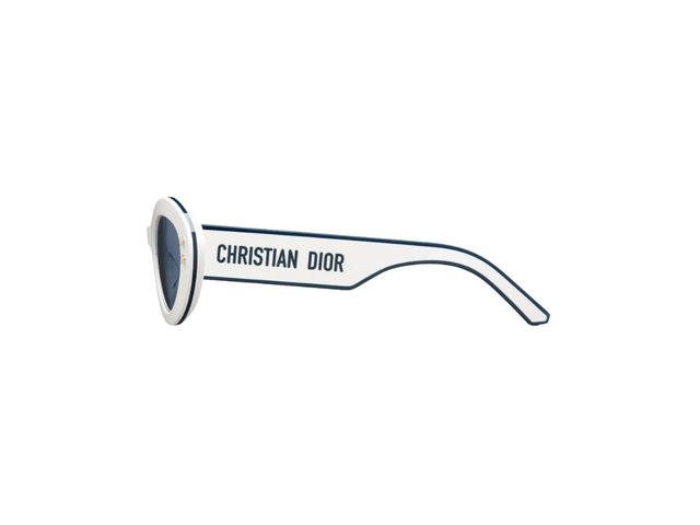 Dior DiorPacific B1U Sunglasses In White Acetate Frame And Blue Lenses With Gold-Tone Logo - view 3