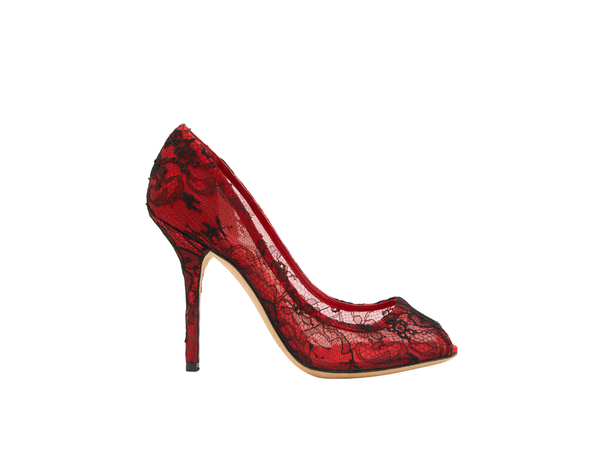 Buy Dolce & Gabbana Lace Peep Toe Pumps Red at Sasom – Authentic and Ready to Ship