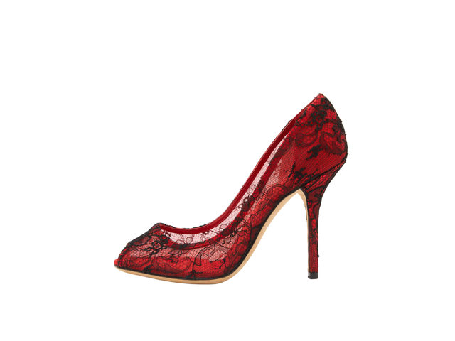 Dolce & Gabbana Dolce & Gabbana Lace Peep Toe Pumps Red - view 2