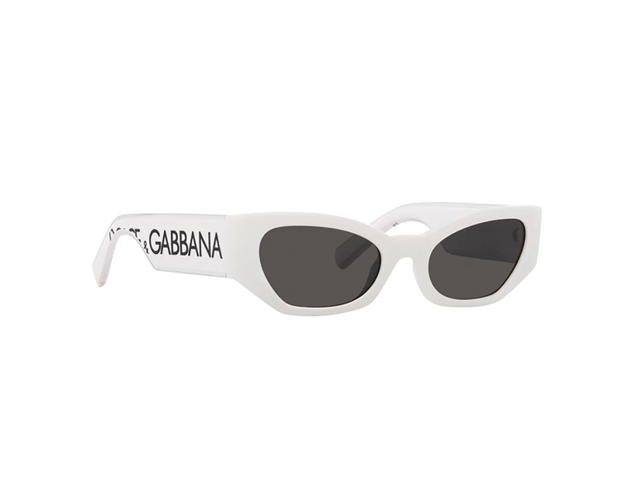 Dolce & Gabbana Dolce & Gabbana Dna Logo Sunglasses In White Injected Frame With Dark Grey Lens - view 2