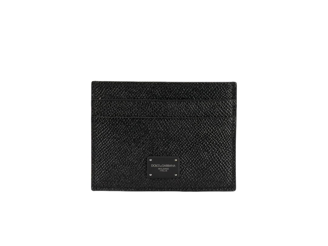 Dolce & Gabbana Dolce & Gabbana Logo Plaque Cardholder In Calf Leather Black