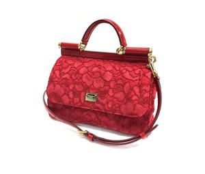 Buy DOLCE & GABBANA D&G Sicily Logo Plate Flower Embroidery Hand Bag Red at Sasom – Authentic and Ready to Ship