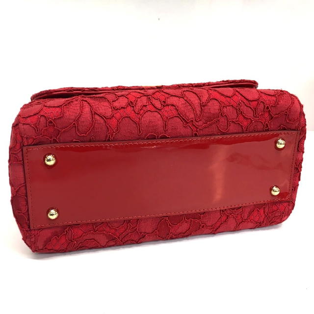 Dolce & Gabbana DOLCE & GABBANA D&G Sicily Logo Plate Flower Embroidery Hand Bag Red - view 4