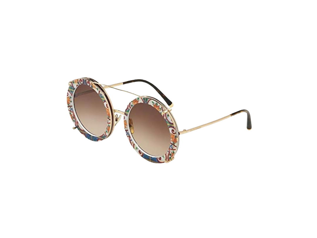 Dolce & Gabbana Dolce & Gabbana Round Sunglasses In Gold Metal Frame With Brown Lens Havana