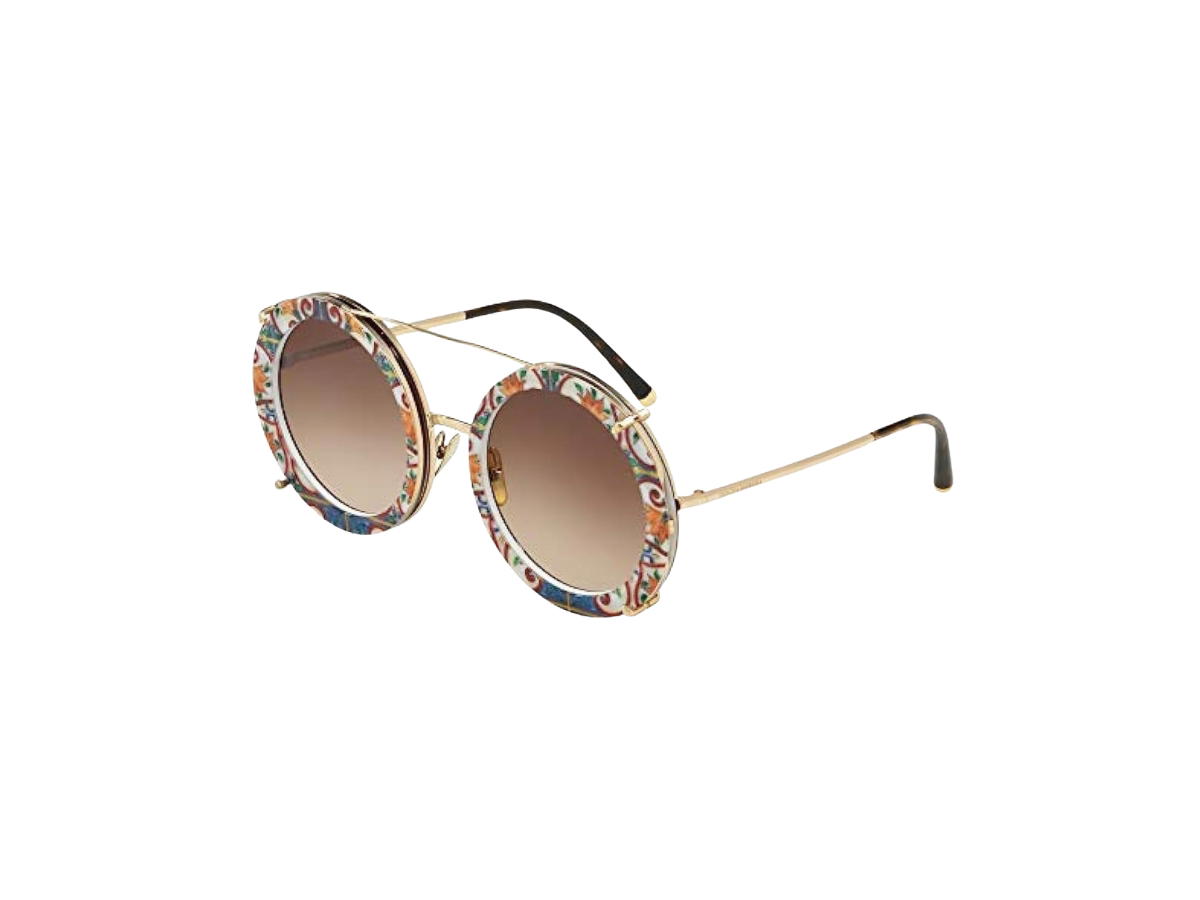 Dolce & Gabbana Dolce & Gabbana Round Sunglasses In Gold Metal Frame With Brown Lens Havana