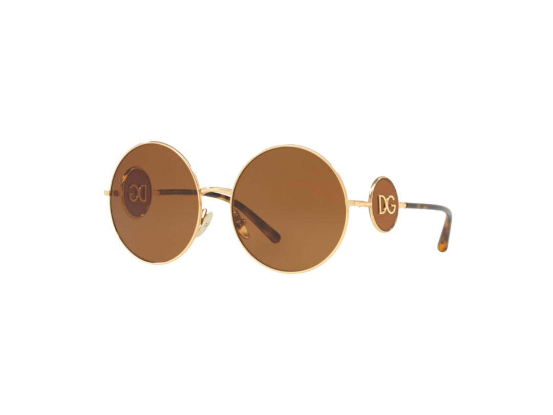 Dolce & Gabbana Dolce & Gabbana Round Sunglasses In Gold Metal Plast Frame With Brown Lens
