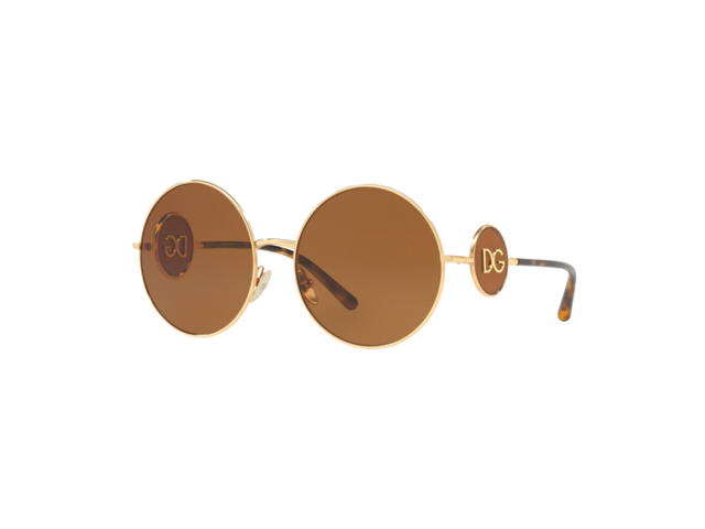 Dolce & Gabbana Dolce & Gabbana Round Sunglasses In Gold Metal Plast Frame With Brown Lens - view 1