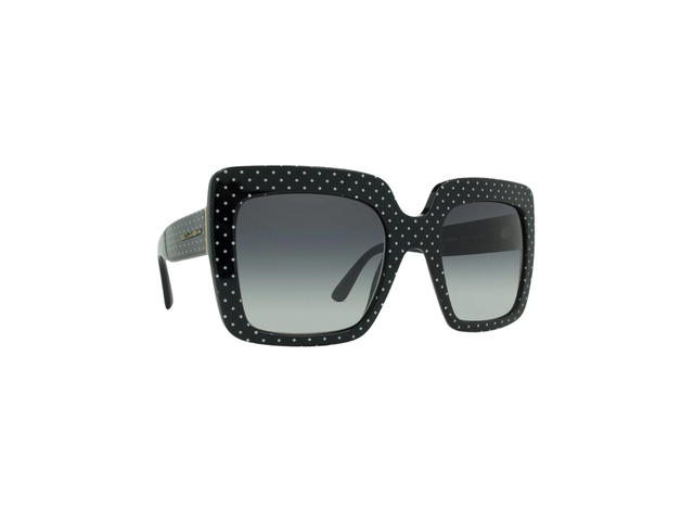 Dolce & Gabbana Dolce & Gabbana Square Sunglasses In Black Plastic Frame With Grey Lens White Dots - view 2