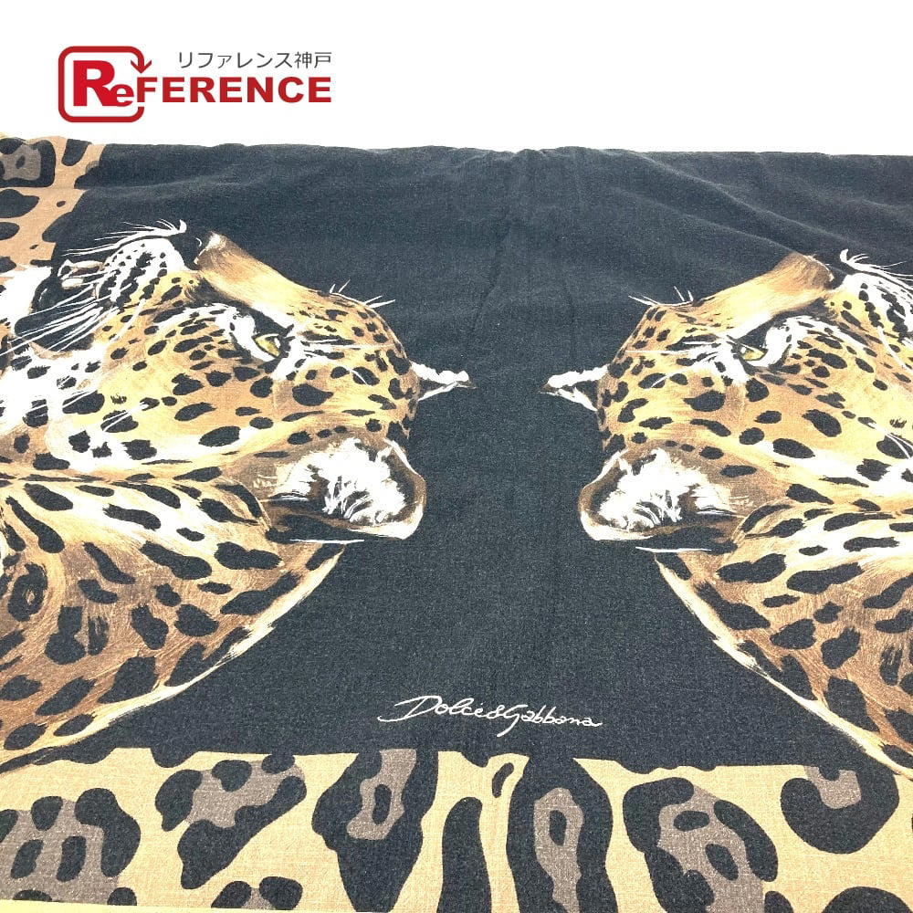 Dolce & Gabbana DOLCE&GABBANA blanket Leopard Extra Large Panther towel blanket Black/Beige