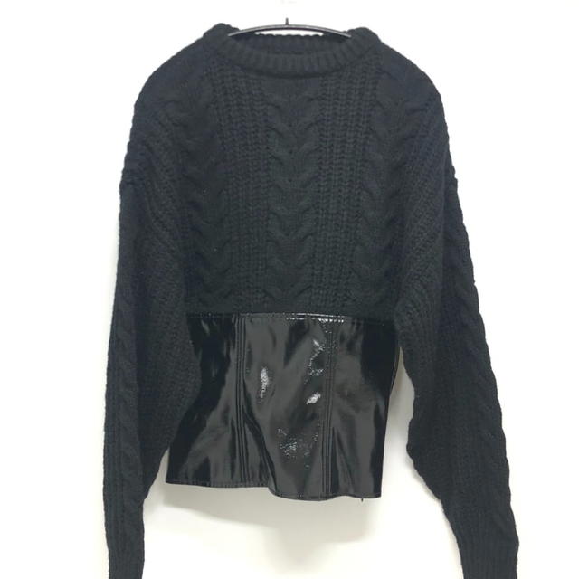 Dolce & Gabbana DOLCE&GABBANA Cable knit patent leather Long Sleeve Knit sweater - view 2