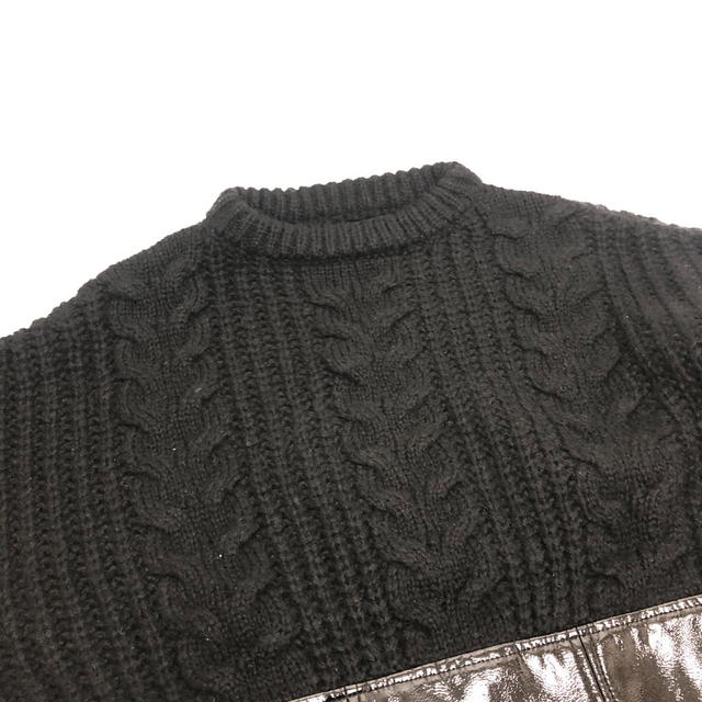 Dolce & Gabbana DOLCE&GABBANA Cable knit patent leather Long Sleeve Knit sweater - view 4