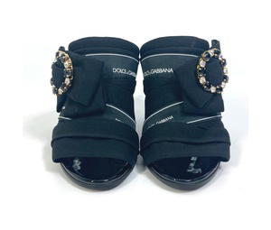 Buy DOLCE&GABBANA Sandals ribbon logo/high heels Mules Black/GoldHardware at Sasom – Authentic and Ready to Ship