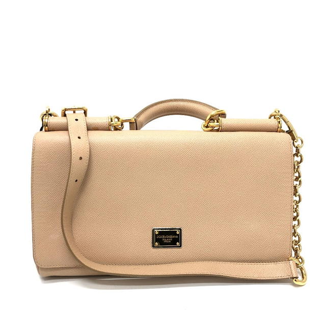 Dolce & Gabbana DOLCE&GABBANA sicily plate 2WAY bag Shoulder Bag Leather Beige/GoldHardware - view 2