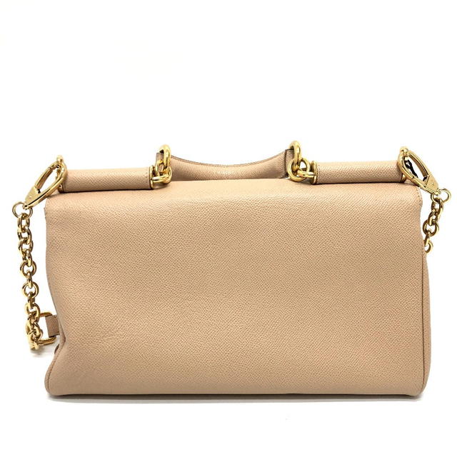 Dolce & Gabbana DOLCE&GABBANA sicily plate 2WAY bag Shoulder Bag Leather Beige/GoldHardware - view 3