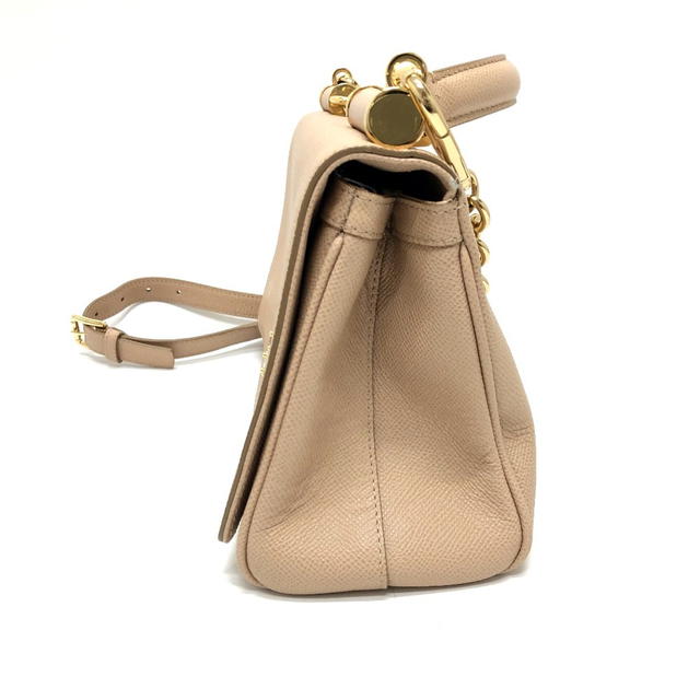 Dolce & Gabbana DOLCE&GABBANA sicily plate 2WAY bag Shoulder Bag Leather Beige/GoldHardware - view 4