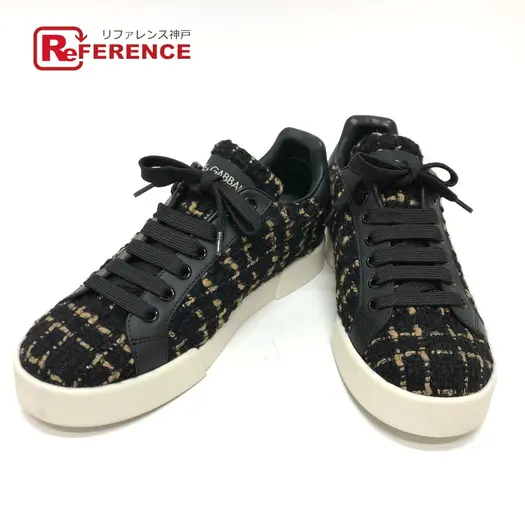 Buy DOLCE&GABBANA Tweed Logo  sneakers tweed Black at Sasom – Authentic and Ready to Ship