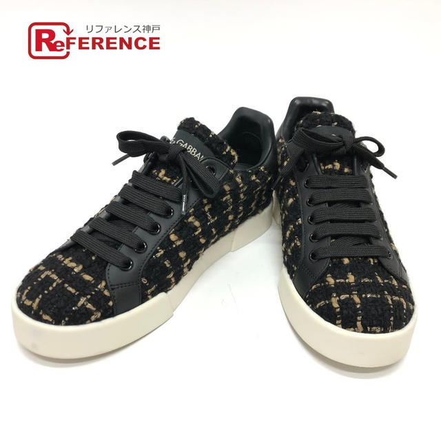Dolce & Gabbana DOLCE&GABBANA Tweed Logo  sneakers tweed Black - view 1