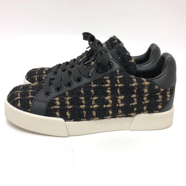 Dolce & Gabbana DOLCE&GABBANA Tweed Logo  sneakers tweed Black - view 4
