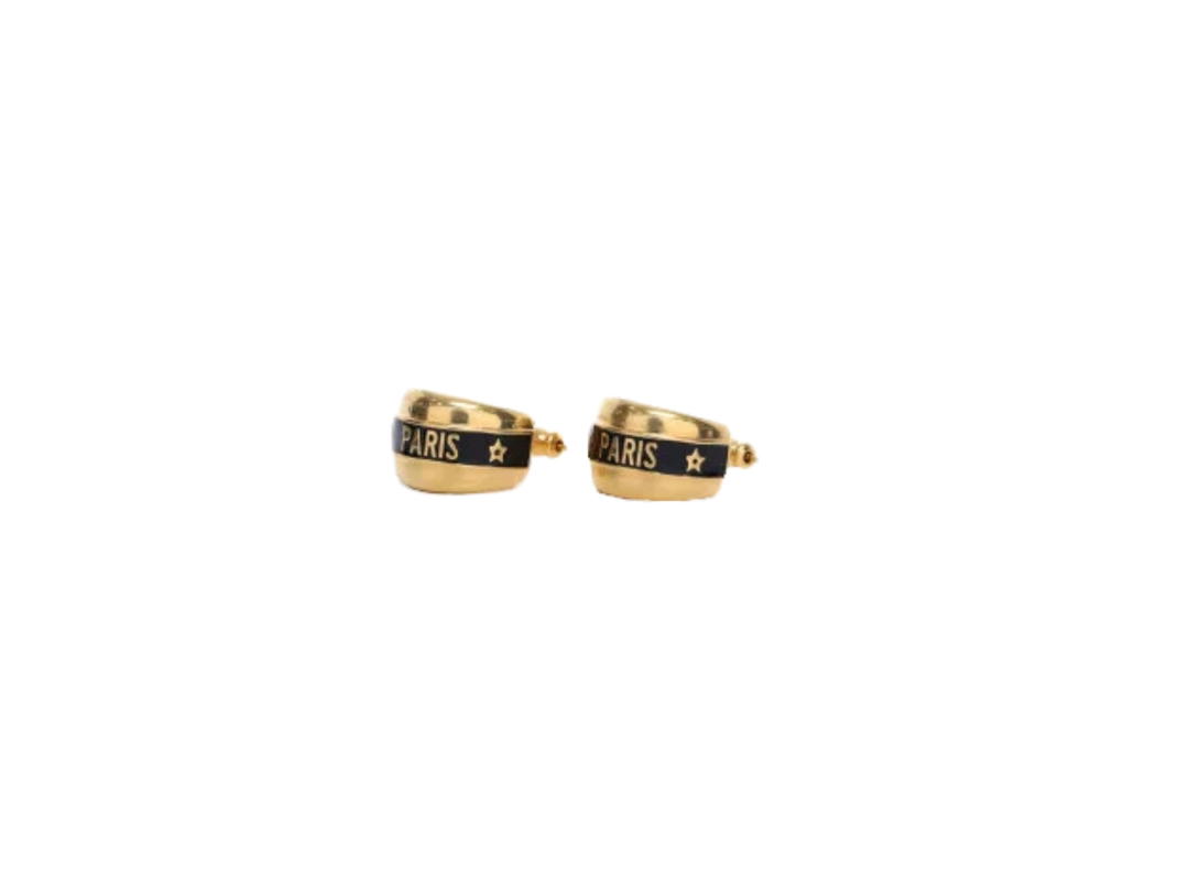 Dior Dior Christian Cord Earrings Gold Black
