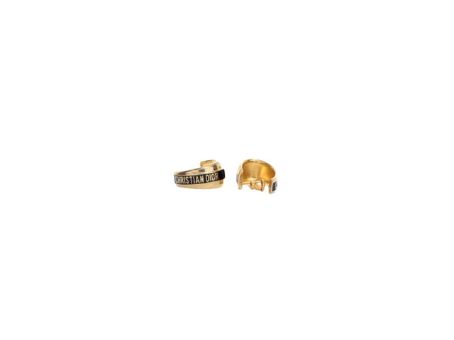 Dior Dior Christian Cord Earrings Gold Black - view 2