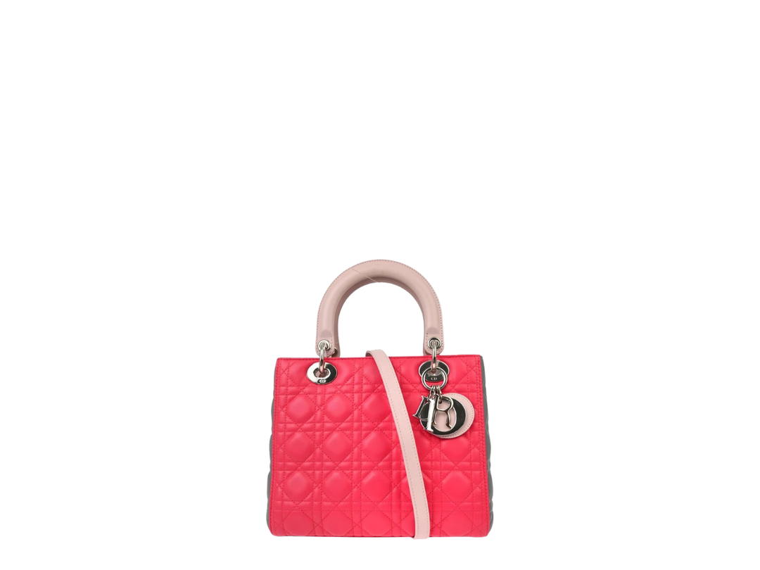 Dior Dior Cannage Lady Dior Two-Way Handbag Pink