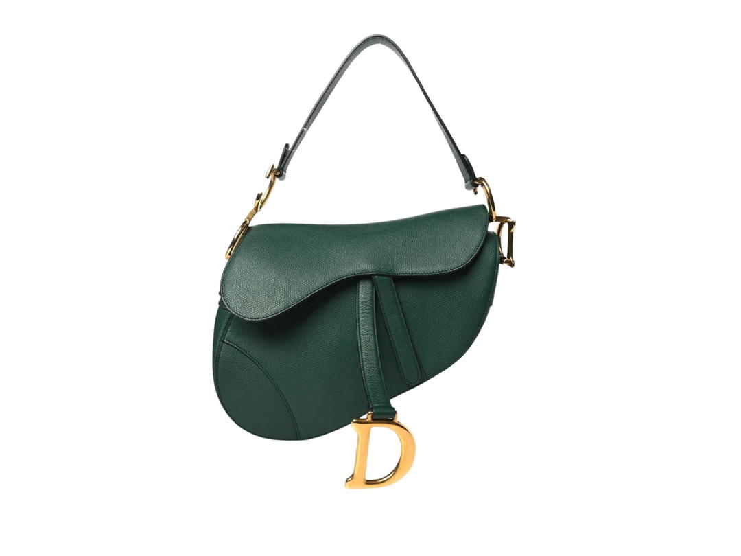 Dior Dior Grained Calfskin Saddle Bag Green