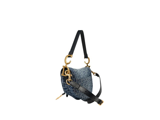 Dior Dior Denim Oblique Jacquard Saddle Bag With Strap Blue - view 2