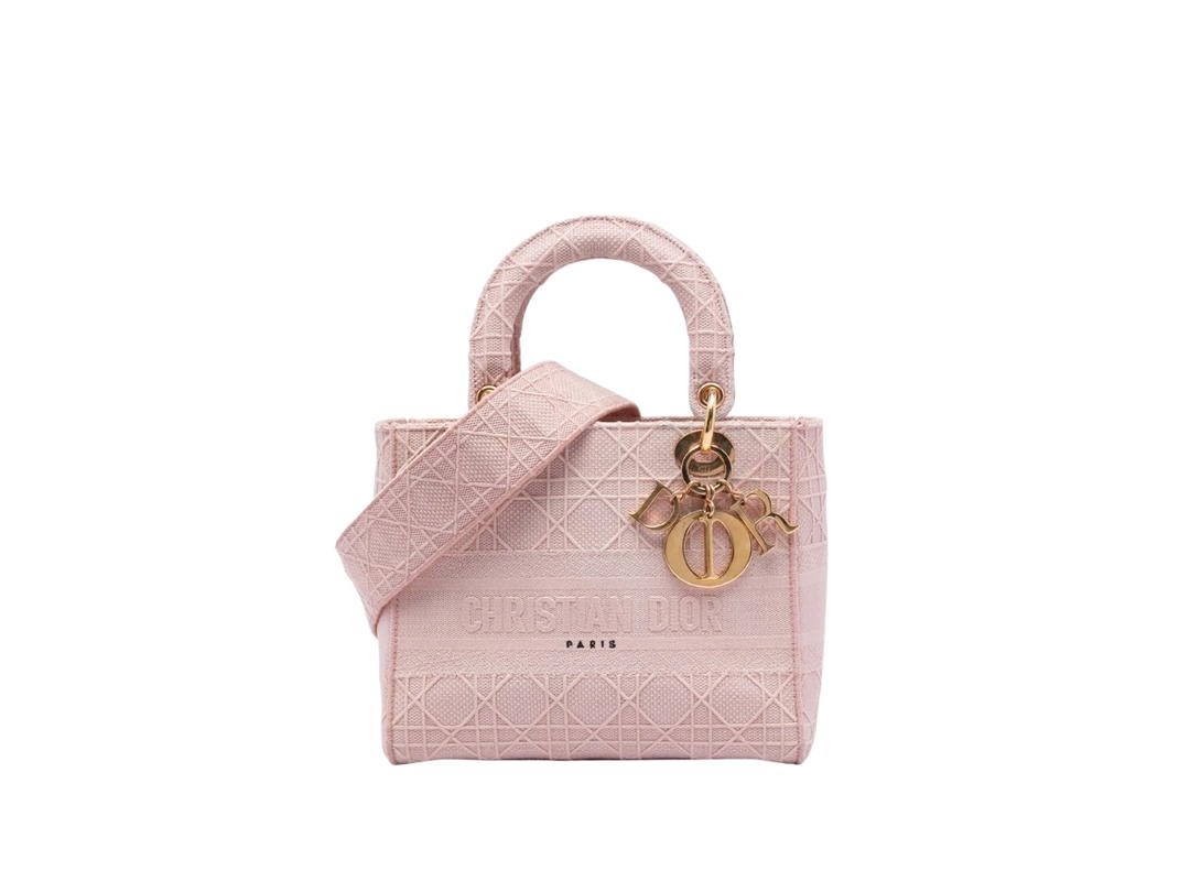 Dior Dior Medium Lady D-Lite Bag Cannage Embroidery Rosewood