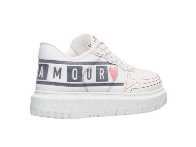 Dior Dior Dioramourn Addict D-Chess Heart Calfskin and Technical Fabric Low Top Sneakers White (Women's) - view 2
