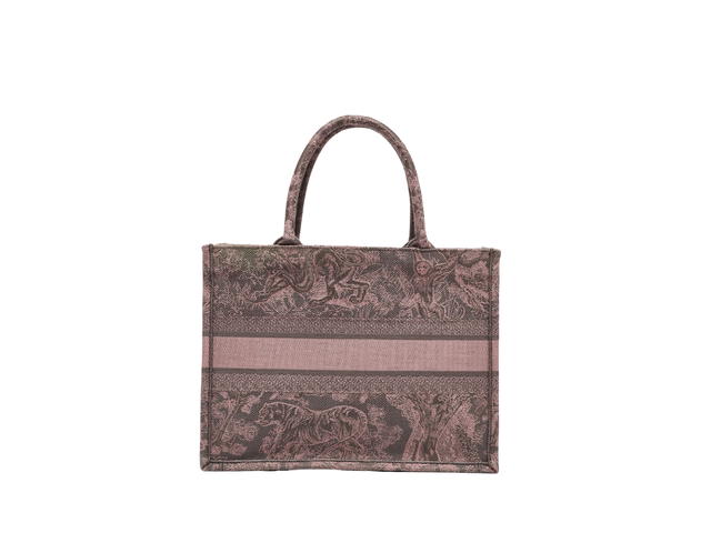 Dior Dior Medium Book Tote In Pink And Gray Toile De Jouy Sauvage Embroidery - view 2