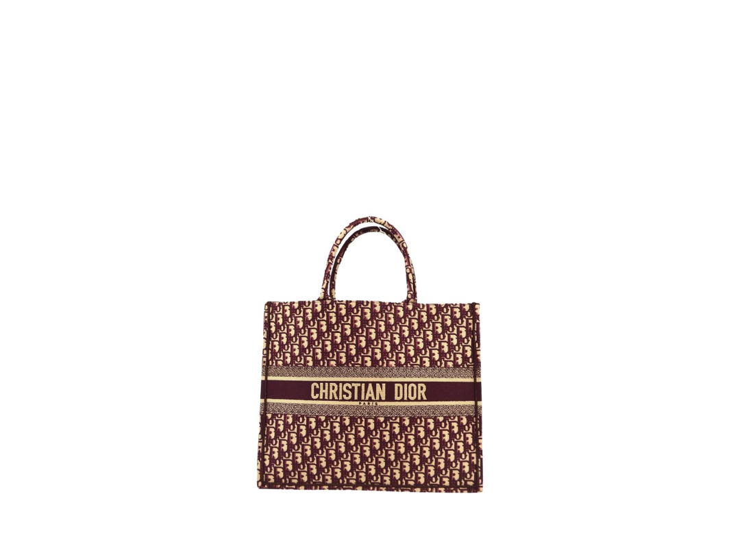 Dior Dior Oblique Book Tote Large Bag In Bordeaux Canvas